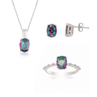 925 Ayar Gümüş Mistik Topaz Takı Seti