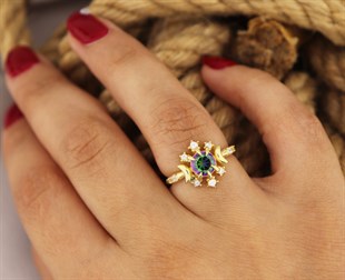 925 Ayar Gümüş Mistik Topaz Tasarım Yüzük