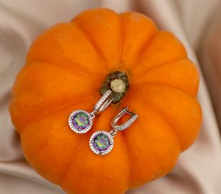 925 Ayar Gümüş Mistik Topaz Taşlı Küpe