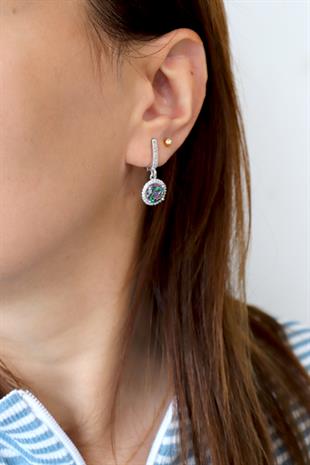 925 Ayar Gümüş Mistik Topaz Yuvarlak Taşlı Takı Seti