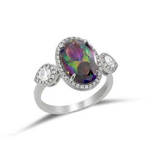 925 Ayar Gümüş Mistik Topaz Taşlı Yüzük