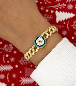 925 Ayar Gümüş Nazar Detaylı Gurmet Bileklik