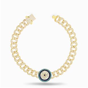 925 Ayar Gümüş Nazar Detaylı Gurmet Bileklik