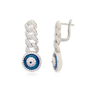 925 Ayar Gümüş Nazar Detaylı Gurmet Küpe