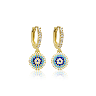 925 Ayar Gümüş Nazar Detaylı Küpe