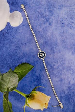 925 Ayar Gümüş Nazar Detaylı Su Yolu Bileklik