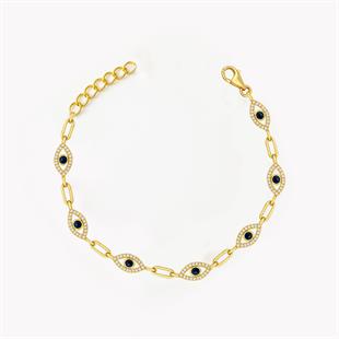 925 Ayar Gümüş Nazar Göz Detaylı Bileklik