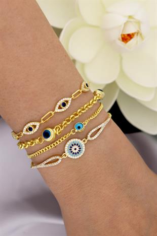 925 Ayar Gümüş Nazar Göz Detaylı Bileklik