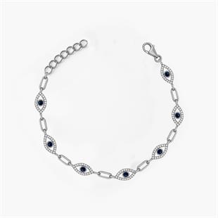 925 Ayar Gümüş Nazar Göz Detaylı Bileklik