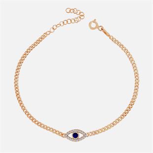 925 Ayar Gümüş Nazar Göz Detaylı Gurmet Zincir Bileklik