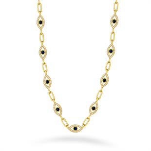 925 Ayar Gümüş Nazar Göz Detaylı Kolye