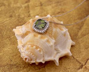 925 Ayar Gümüş Olive Taşlı Kolye