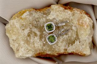 925 Ayar Gümüş Olive Taşlı Küpe