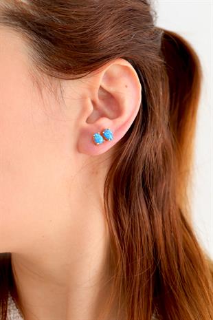 925 Ayar Gümüş Opal Damla Taş Küpe