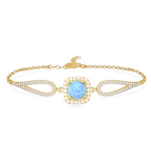 925 Ayar Gümüş Opal Taş Kare Pırlanta Modeli Takı Seti