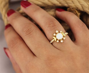 925 Ayar Gümüş Opal Tasarım Yüzük