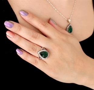 925 Ayar Gümüş Otantik Damla Hürrem Takı Seti