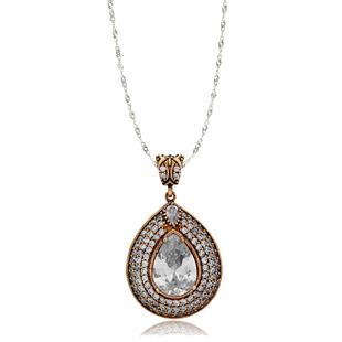 925 Ayar Gümüş Otantik Damla Taş Kolye