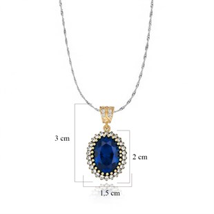 925 Ayar Gümüş Otantik Oval Taşlı Hürrem Kolye