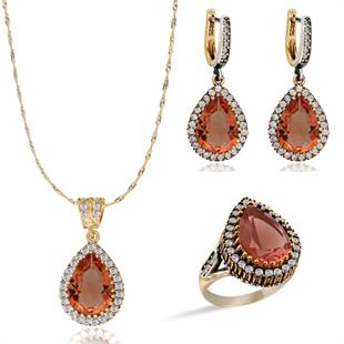 925 Ayar Gümüş Otantik Zultanit Damla Hürrem Takı Seti