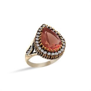 925 Ayar Gümüş Otantik Zultanit Damla Taşlı Hürrem Yüzük