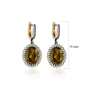 925 Ayar Gümüş Otantik Zultanit Oval Taşlı Hürrem Küpe