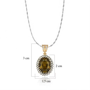 925 Ayar Gümüş Otantik Zultanit Oval Taşlı Hürrem Kolye