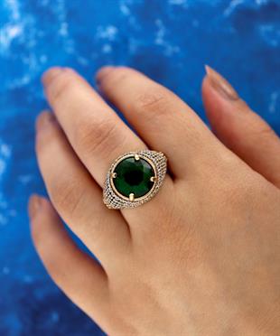 925 Ayar Gümüş Otantik Zümrüt Yüzük