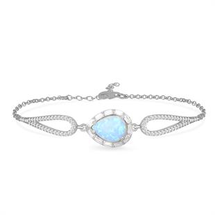 925 Ayar Gümüş Damla Opal Taşlı Bileklik