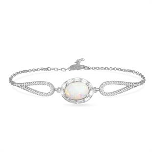 925 Ayar Gümüş Oval Opal Taşlı Bileklik