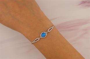 925 Ayar Gümüş Oval Opal Taşlı Bileklik