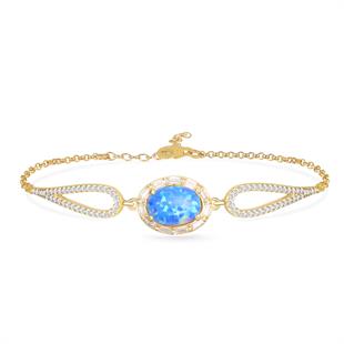 925 Ayar Gümüş Oval Opal Taşlı Bileklik