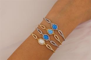 925 Ayar Gümüş Oval Opal Taşlı Bileklik