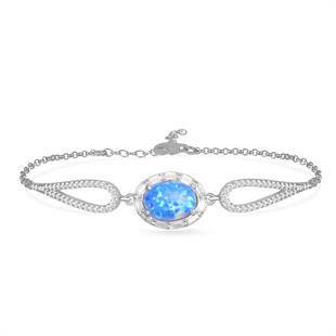 925 Ayar Gümüş Oval Opal Taşlı Bileklik