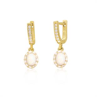925 Ayar Gümüş Oval Opal Taşlı Küpe