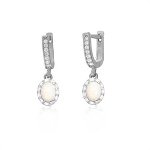 925 Ayar Gümüş Oval Opal Taşlı Küpe