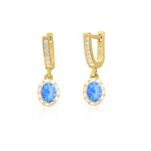 925 Ayar Gümüş Oval Opal Taşlı Küpe