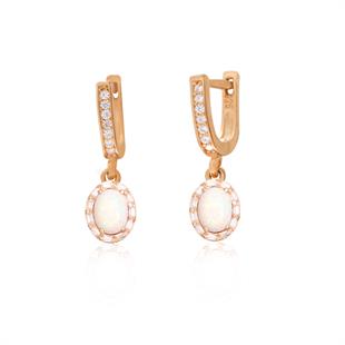 925 Ayar Gümüş Oval Opal Taşlı Küpe