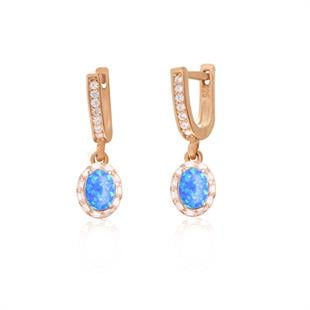925 Ayar Gümüş Oval Opal Taşlı Küpe