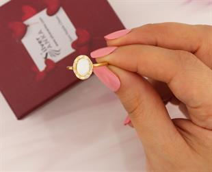 925 Ayar Gümüş Oval Opal Taşlı Yüzük