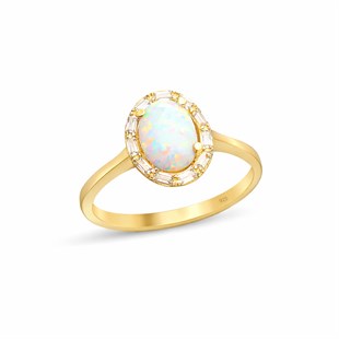 925 Ayar Gümüş Oval Opal Taşlı Yüzük