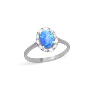 925 Ayar Gümüş Oval Opal Taşlı Yüzük