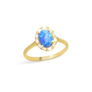 925 Ayar Gümüş Oval Opal Taşlı Yüzük