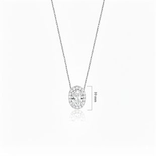 925 Ayar Gümüş Oval Pırlanta Modeli Kolye