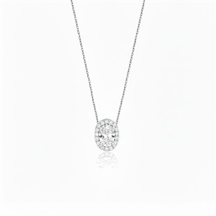 925 Ayar Gümüş Oval Pırlanta Modeli Kolye