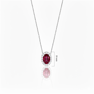 925 Ayar Gümüş Oval Pırlanta Modeli Kolye