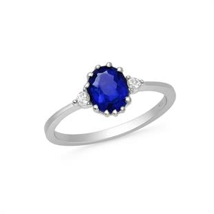 925 Ayar Gümüş Oval Safir Vintage Yüzük