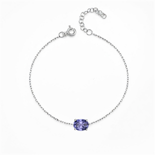 925 Ayar Gümüş Oval Tanzanit Taşlı Minimalist Bileklik
