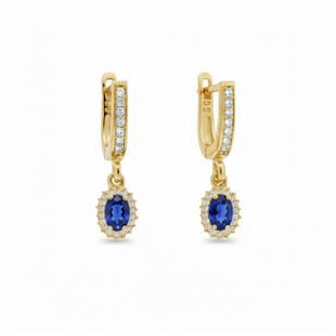 925 Ayar Gümüş Oval Taşlı Anturaj Küpe