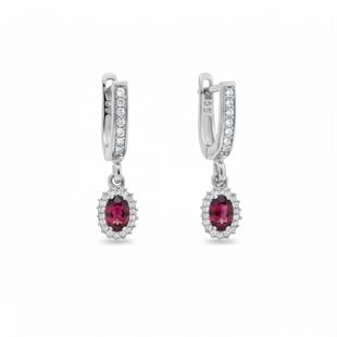 925 Ayar Gümüş Oval Taşlı Anturaj Küpe